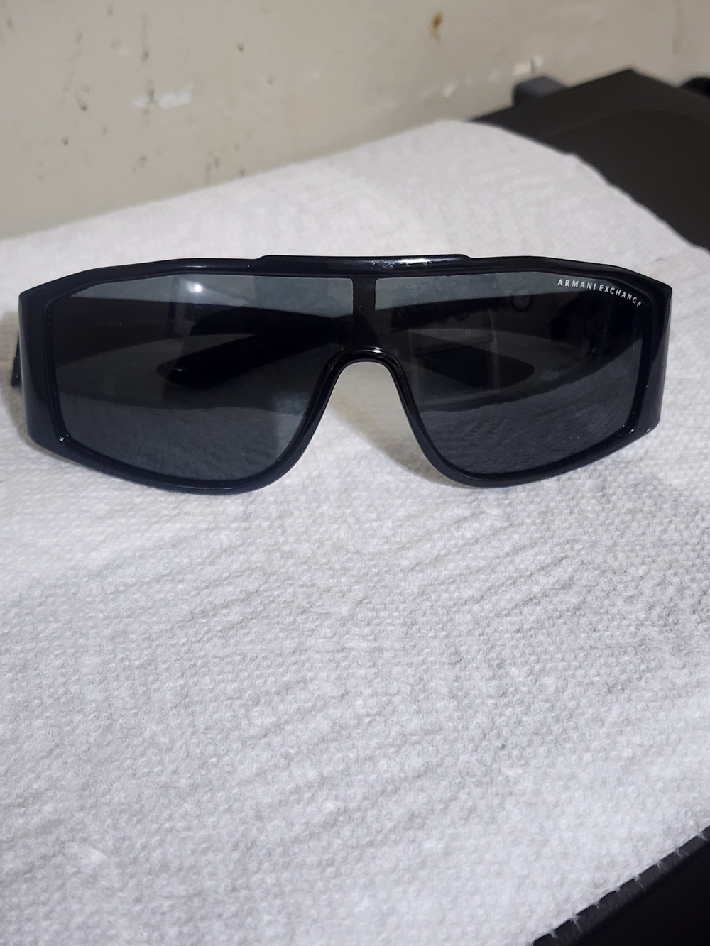 Armani Exchange Men’s Black Shield Sunglasses
